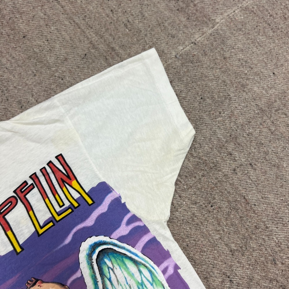 Vintage Led Zeppelin Shirt Mens Medium White 1980s Swan Song - Picture 4 of 10
